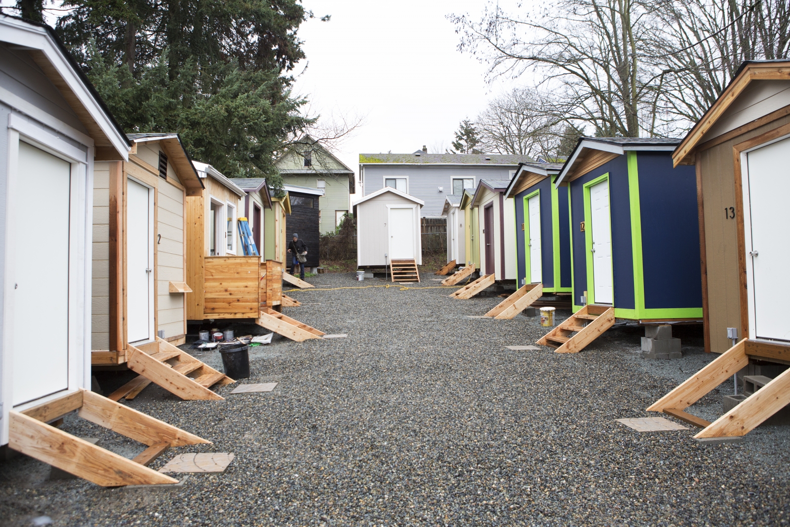 Tiny houses completed by Sawhorse Revolution